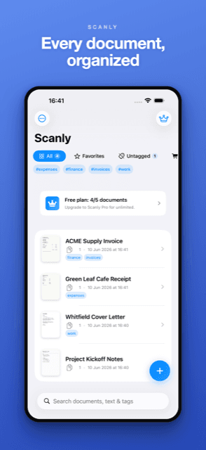 Scanly app shown on iPhone