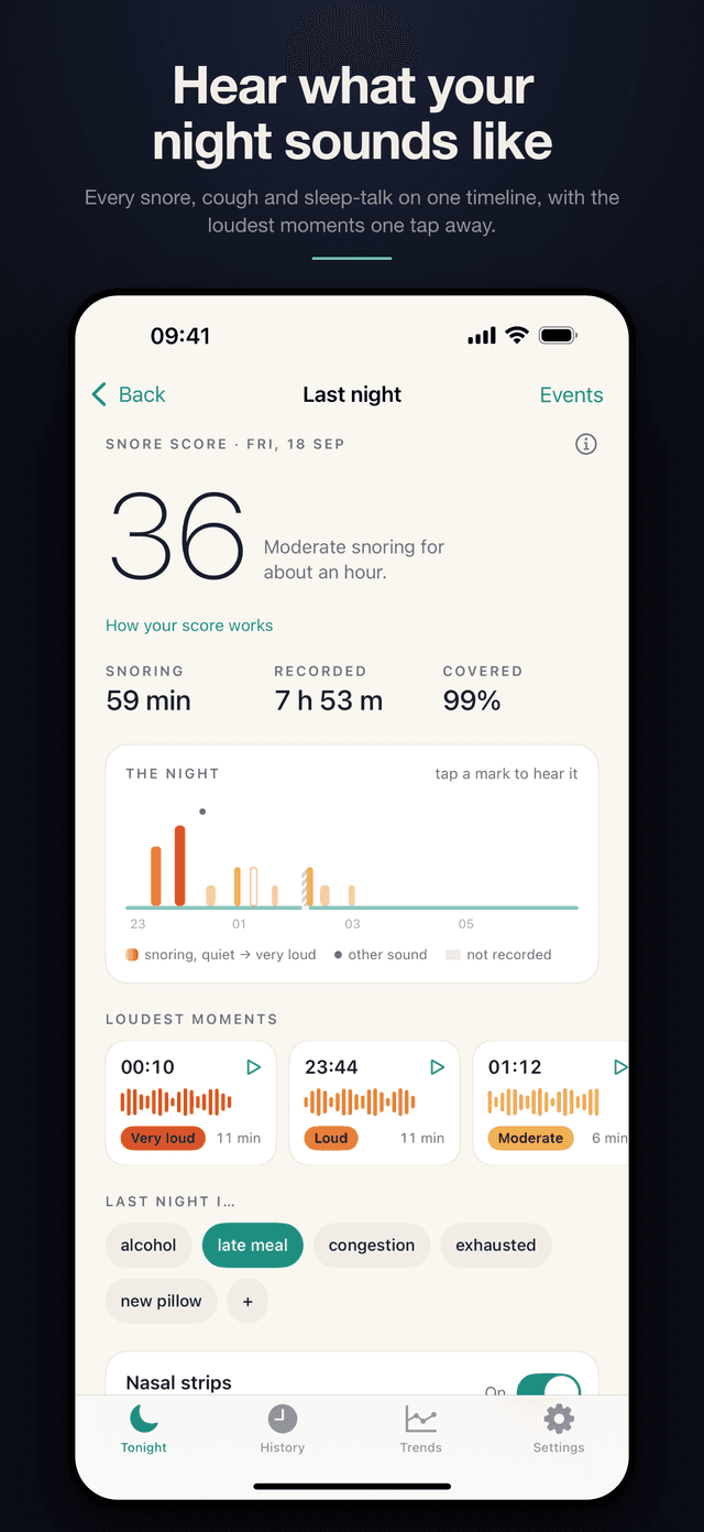 SnoreScope app screenshot