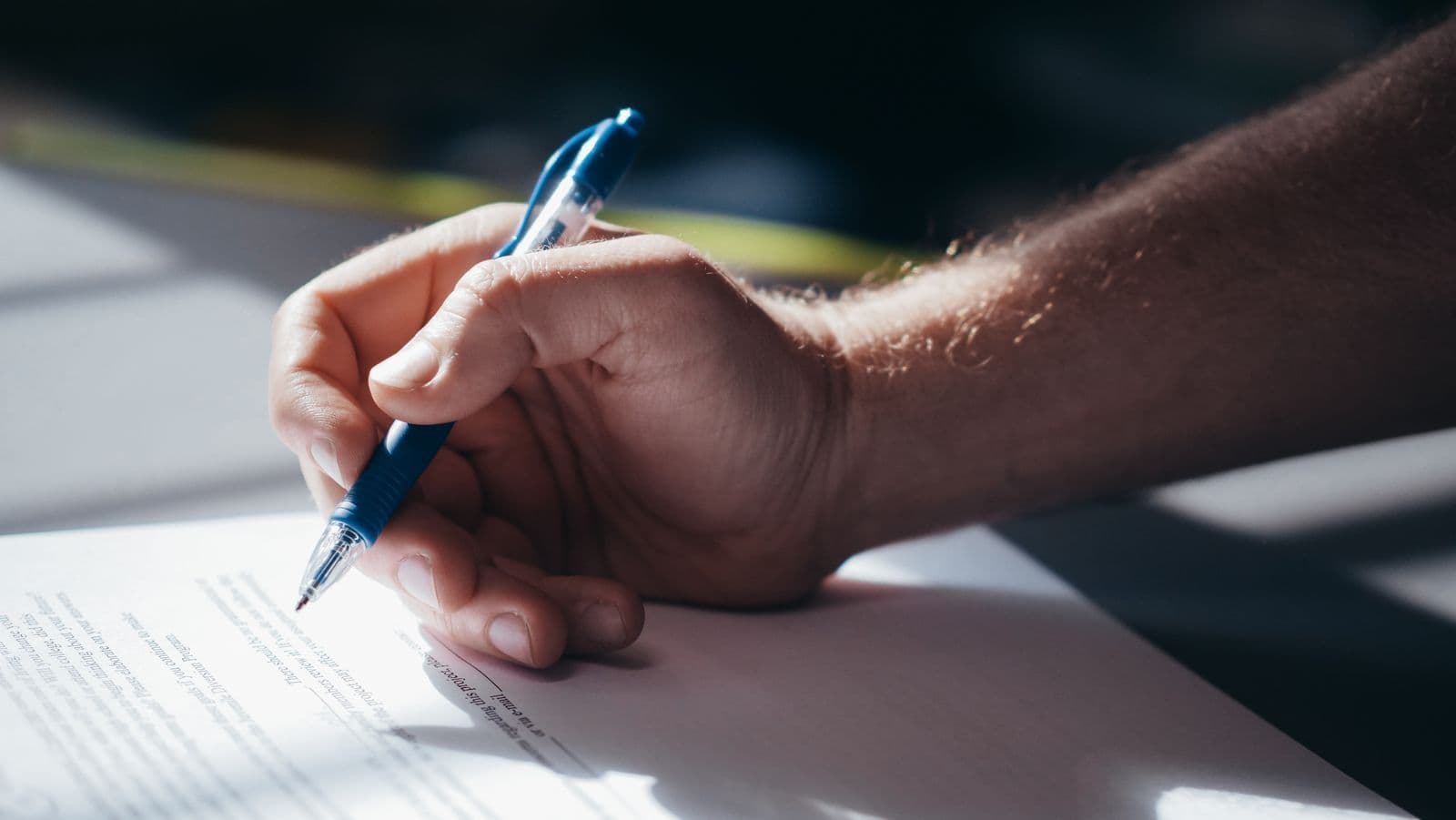 A document being signed