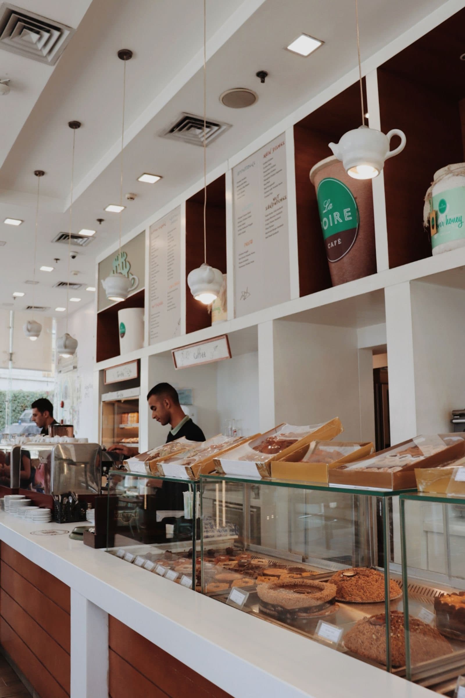 The bakery counter and café seating